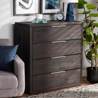 Baxton Studio Titus-Mocha-4DW-Chest Baxton Studio Titus Modern and Contemporary Dark Brown Finished Wood 4-Drawer Chest